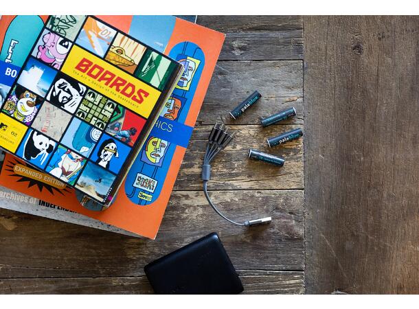 Pale Blue Li-Ion Rechargeable AA Battery 4-pack AA w/ 4x1 charging cable USB-C 