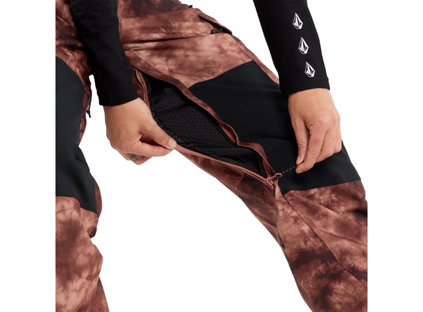 Volcom Creston 3D Stretch Bib Overall Pink Salt Wash - L 