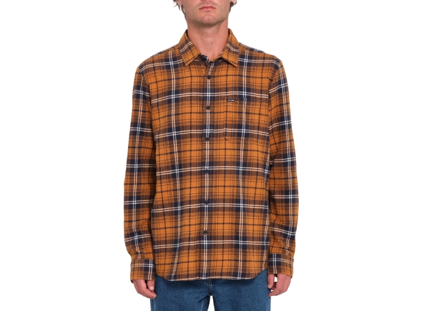 Volcom Caden Plaid LS Chestnut Brown - S 