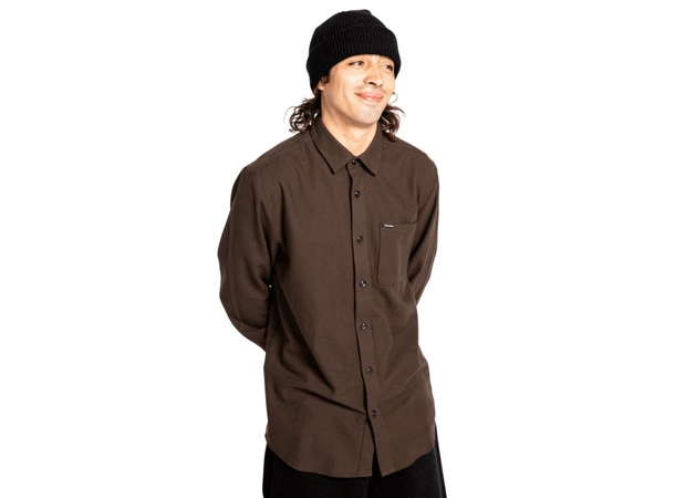 Volcom Caden Solid LS Dark Brown - S 