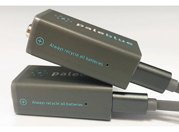 Pale Blue Li-Ion Rechargeable 9V Battery 2 pack of 9V with 2x1 USB-C cable 
