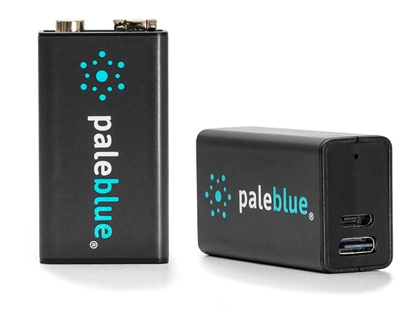 Pale Blue Li-Ion Rechargeable 9V Battery 2 pack of 9V with 2x1 USB-C cable 