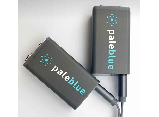 Pale Blue Li-Ion Rechargeable 9V Battery 2 pack of 9V with 2x1 USB-C cable 