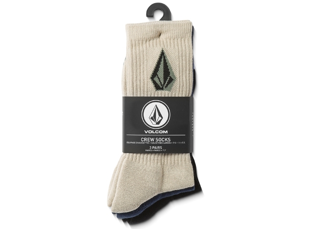 Volcom Full Stone Mix Sock 3Pk Pale Khaki - One Size 