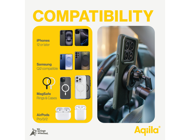 Aqiila Chargebird QC1 Qi2 Wireless Charger with Car Mount 