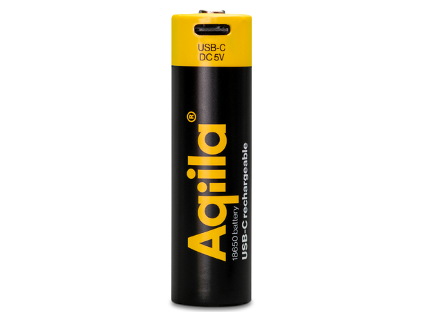 Aqiila Rechargable 18650 Battery USB-C, Lithium, 3.7V/2000mAh 