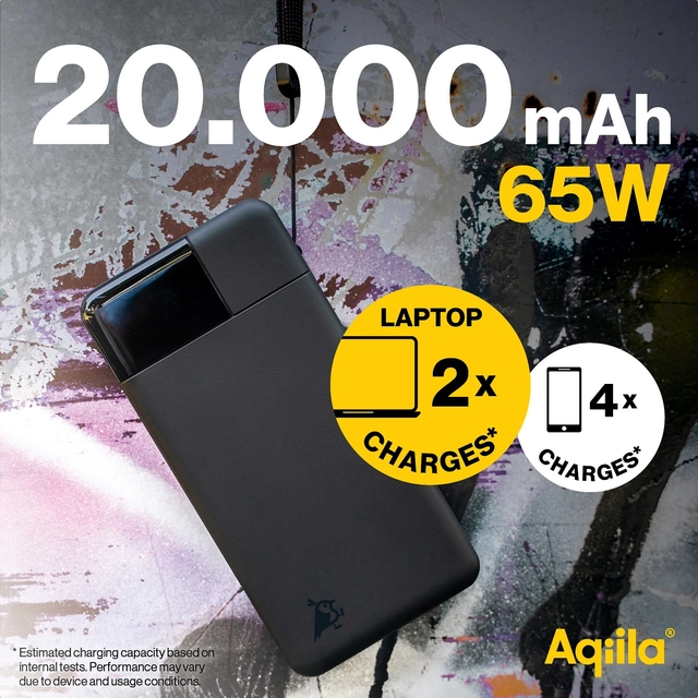 Aqiila Powerbird B20B+ 20000mAh 65W Powerbank for mobile & laptop - Black 