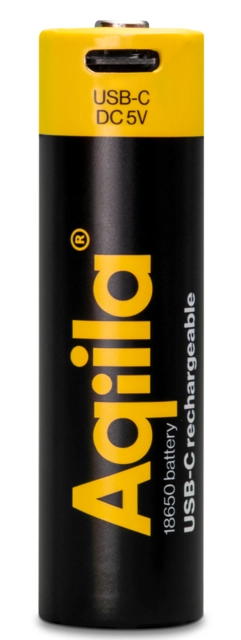 Aqiila Rechargable 18650 Battery USB-C, Lithium, 3.7V/2000mAh 