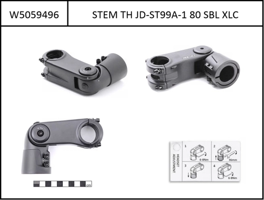 Ahead Stem JD-ST99A-1, Ahead clamping angle adjustable, 31.8mm, 80mm, black 