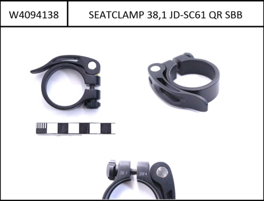 Seat clamp with quick release black, 38,1mm for 34,9mm seatpost 