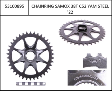 Chainring Samox for DM 38T black, for PW-SE/TE/ST, steel, CL52