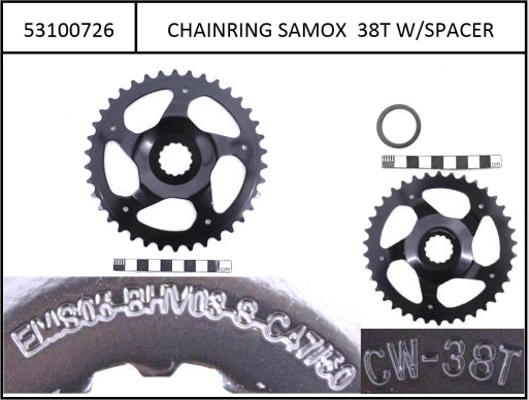 Chainring Samox for DM 38T for Bosch Gen3, steel, CL47/50 