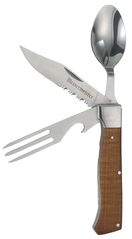 Messermeister Adventure Chef Folding Fork, Knif, Spoon Maple