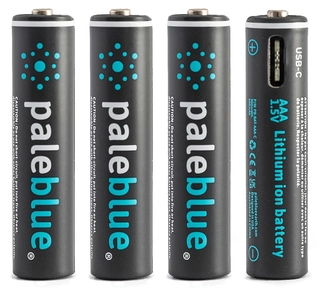 Pale Blue Li-Ion Rechargeabl AAA Battery 4-pack AAA w/ 4x1 charging cable USB-C