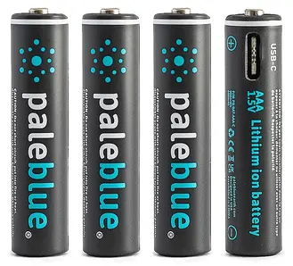 Pale Blue Li-Ion Rechargeabl AAA Battery 4-pack AAA w/ 4x1 charging cable USB-C