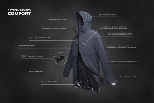 HeatX Heated Oslo Coat Mens M Black 