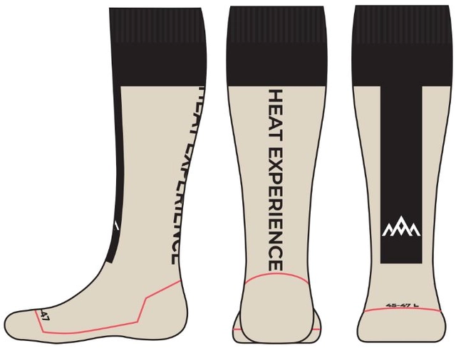 HeatX Heated Technical Socks w/batt. S Sand/Black - EU37/39 