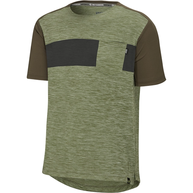 iXS Flow X Jersey Olive/Solid Dark Olive - XS 