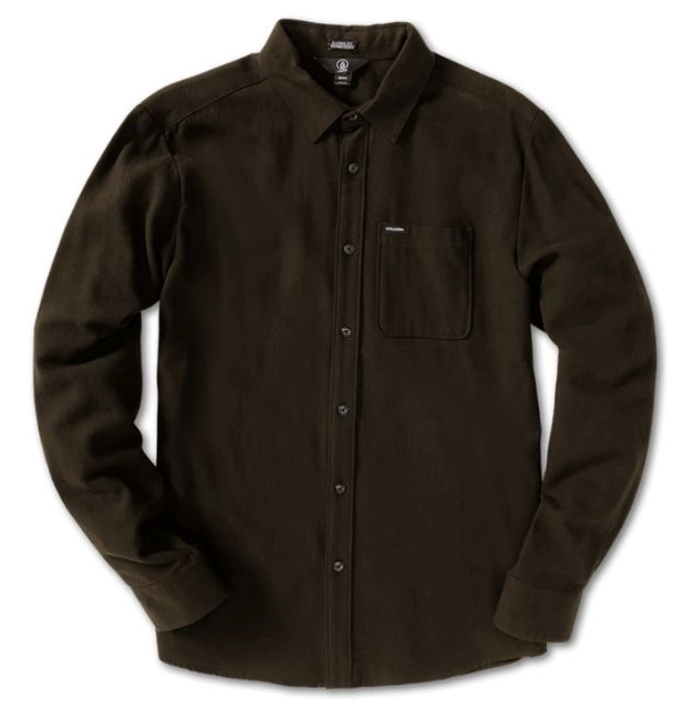 Volcom Caden Solid LS Dark Brown - S 
