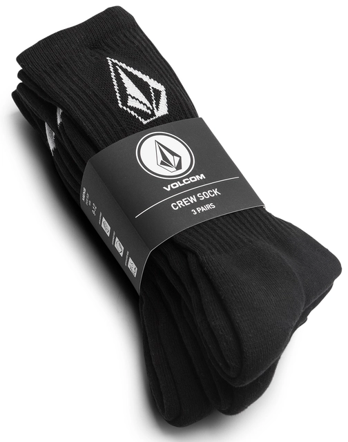 Volcom Full Stone Sock 3Pk Black - One Size 