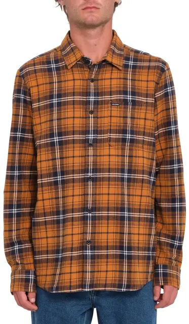 Volcom Caden Plaid LS Chestnut Brown - L 