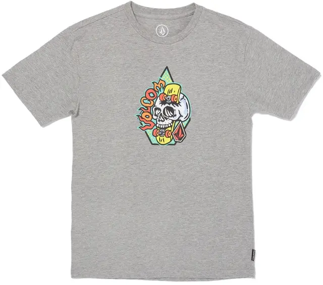 Volcom Skullskate Heather SS Tee Heather Grey - XL/14år 