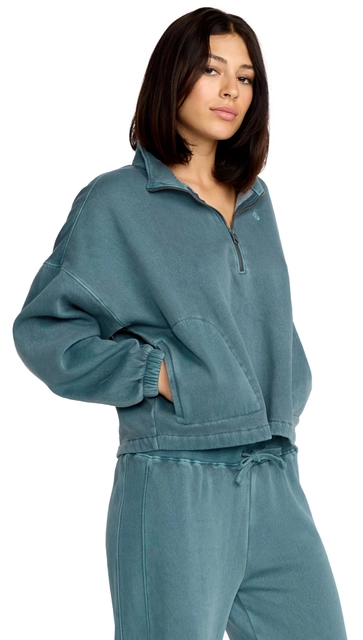 Volcom Stone Soft Quarter Zip Emerald Green - L 