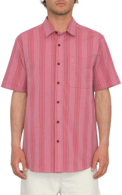 Volcom Newbar Stripe SS Washed Ruby - L 