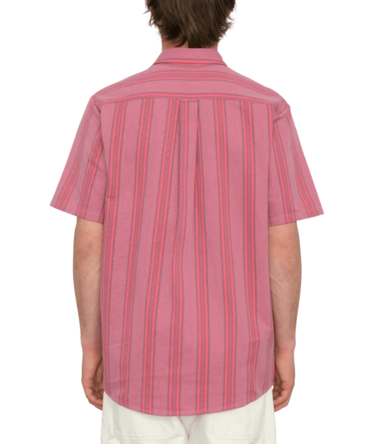 Volcom Newbar Stripe SS Washed Ruby - L 