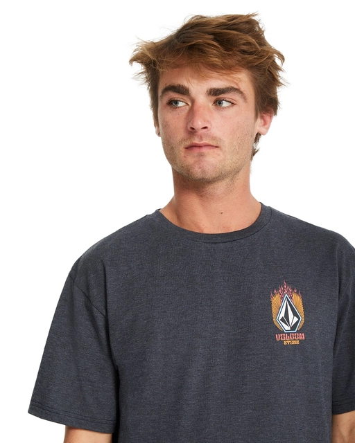 Volcom Draggin Stone HTH SS Tee Heather Black - L 